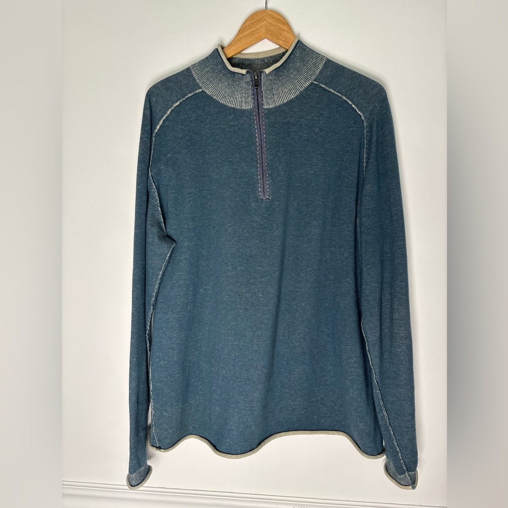 32 Bar Blues Men’s Half Zip Pullover Sweater Washed Mock Neck Sized Large